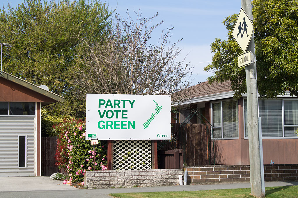 Image of Green Party sign, Highsted Road Thursday, 14 September 2017