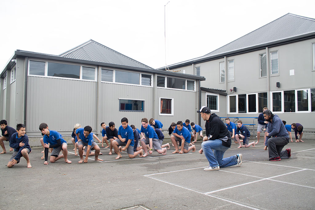 Image of Breens Intermediate students learning a haka Friday, 30 June 2017