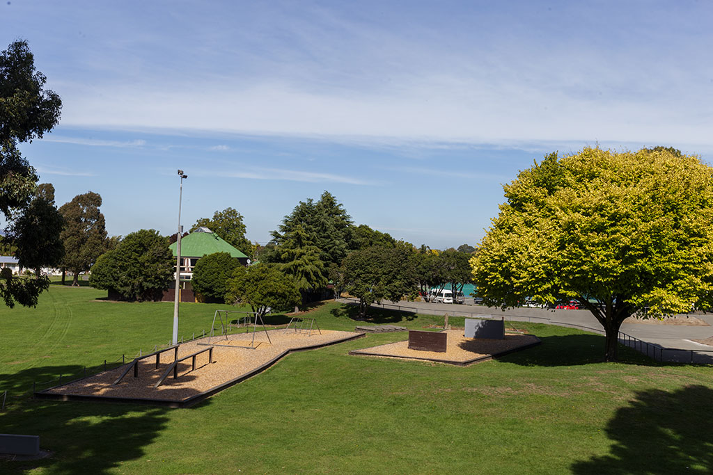 Image of Bishopdale park view from the top of the slide looking towards the skate park Friday, 24 March 2017