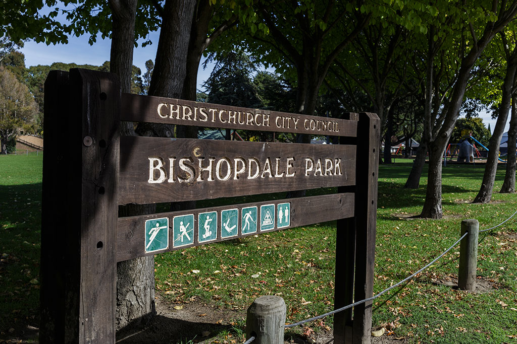 Image of Bishopdale Park sign, Harewood Road Friday, 24 March 2017