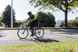 Thumbnail Image of Man cycling down Harewood Road