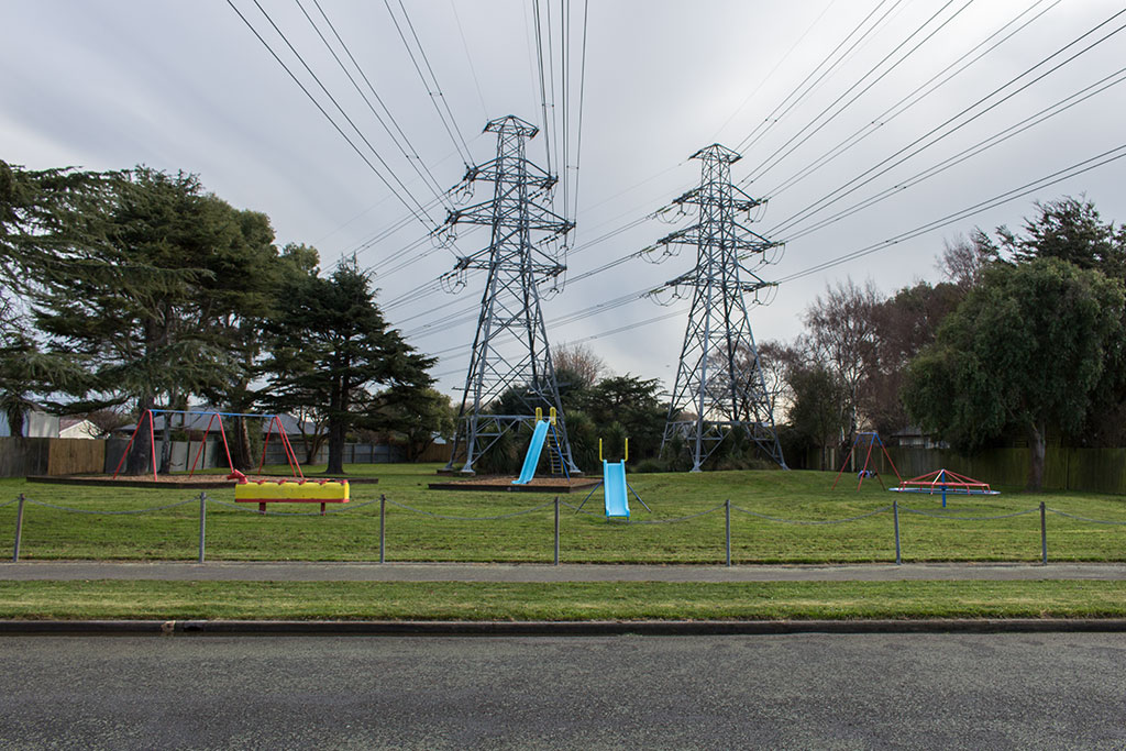 Image of Playground underneath two power pylons at Armitage Reserve Saturday, 8 July 2017