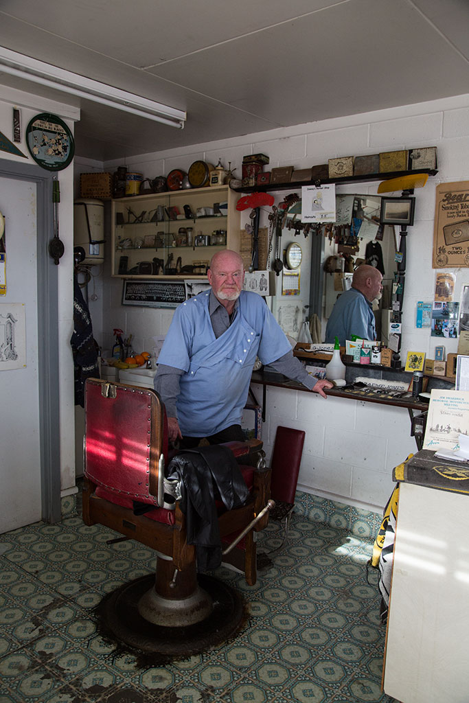 Image of Jonsie, local barber, Bowhill Road, North New Brighton. Monday, 15 August 2016