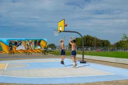 Thumbnail Image of Playing basketball on the new courts, Manchester Street