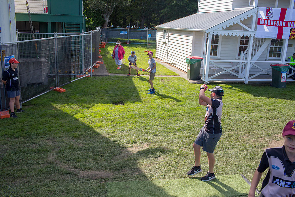 Image of Children playing their own game of cricket at the Blackcaps vs England game, Hagley Oval. Saturday, 10 March 2018