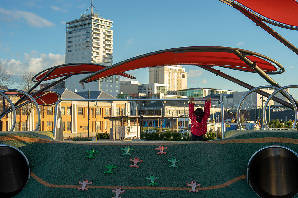 Image of Child playing at the park, Margaret Mahy Family Playground. Thursday, 26 July 2018