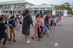 Thumbnail Image of Junior school practising for cross-country, Christchurch East School