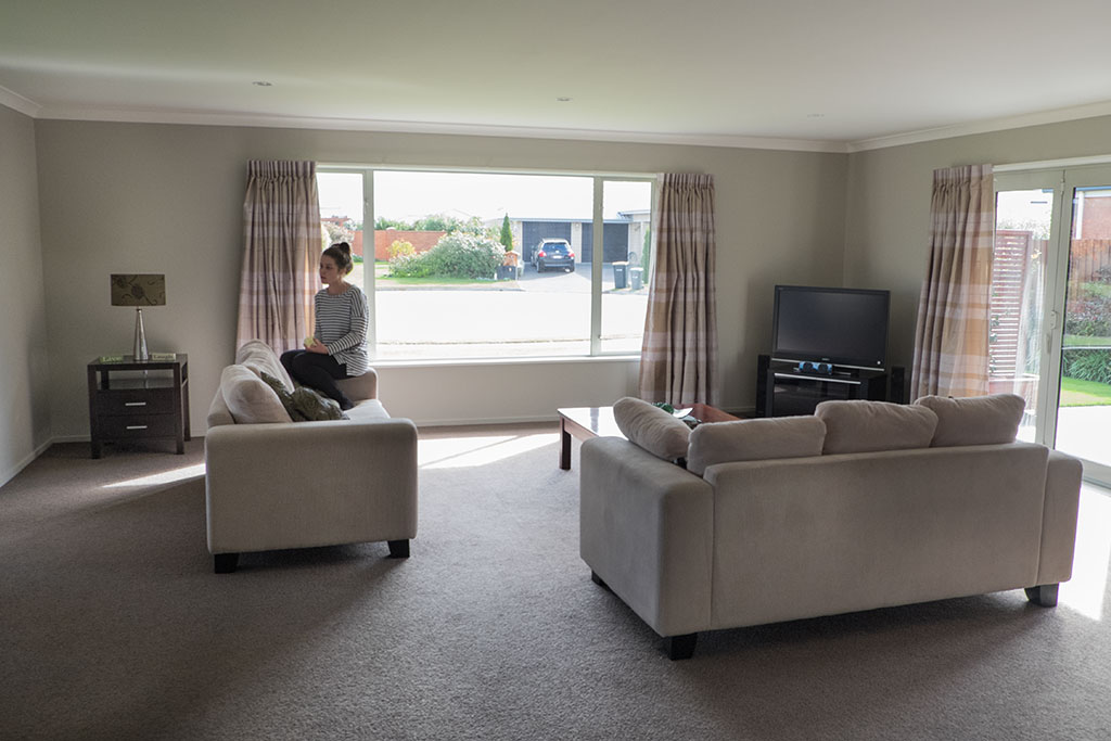 Image of Natalie in her parents lounge on Grace Close. 23-04-15 1.27 p.m.