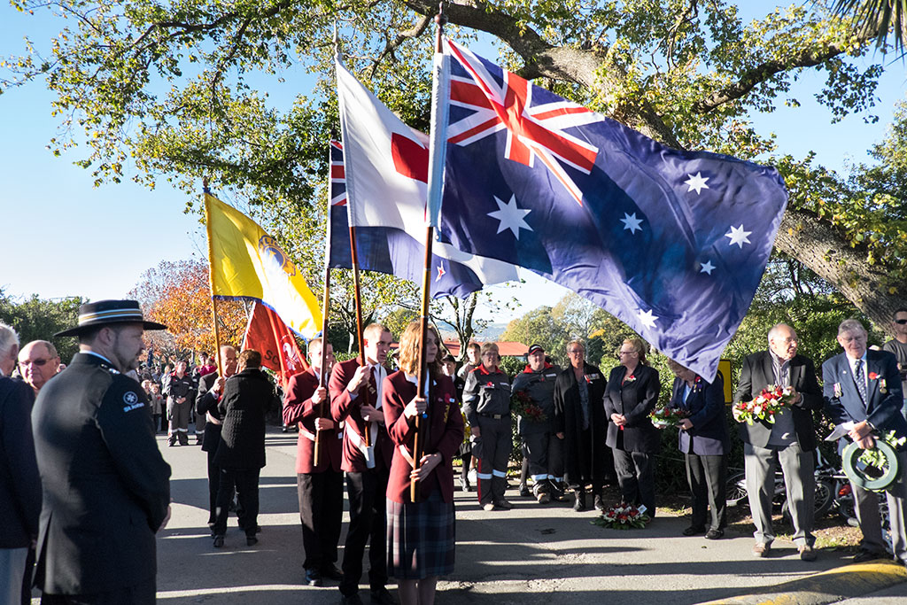 Image of Assembling for the Anzac Day Parade, 301 Halswell Road. 25-04-15 8.57 a.m.