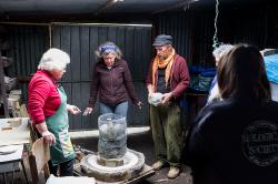 Thumbnail Image of Stacking works in the kiln for raku firing, Halswell Pottery Group