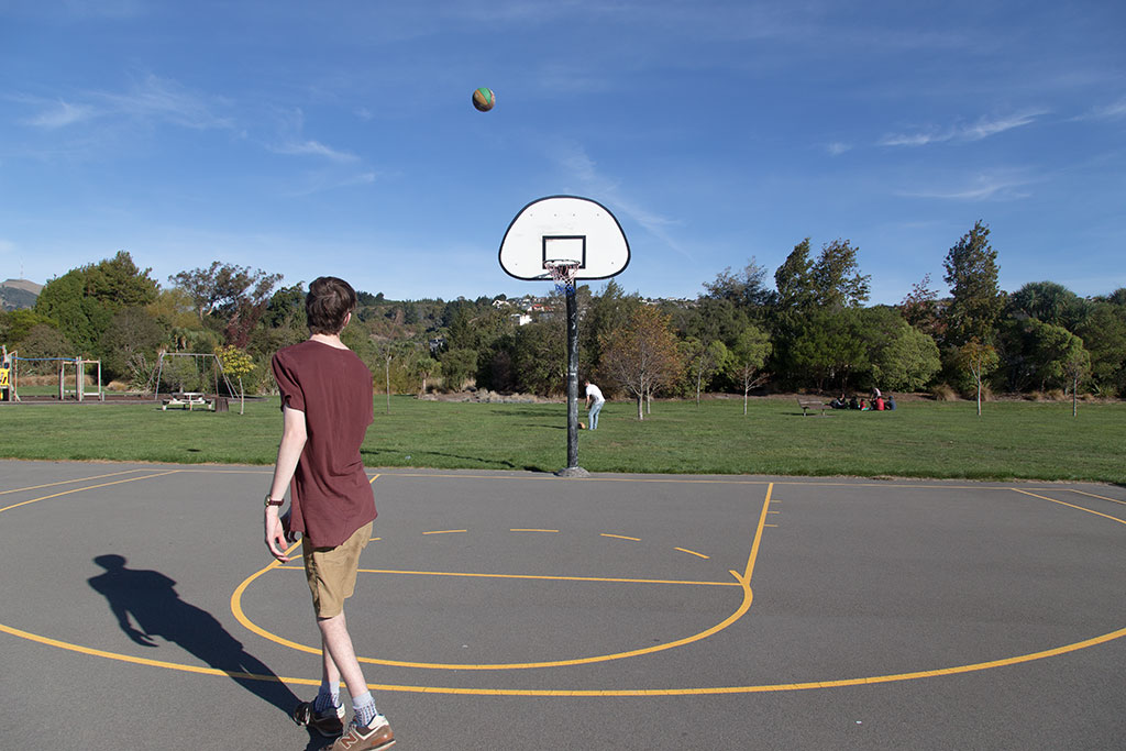 Image of Matt S. at the public basketball courts in Westmorland. 3/04/2015 15:49