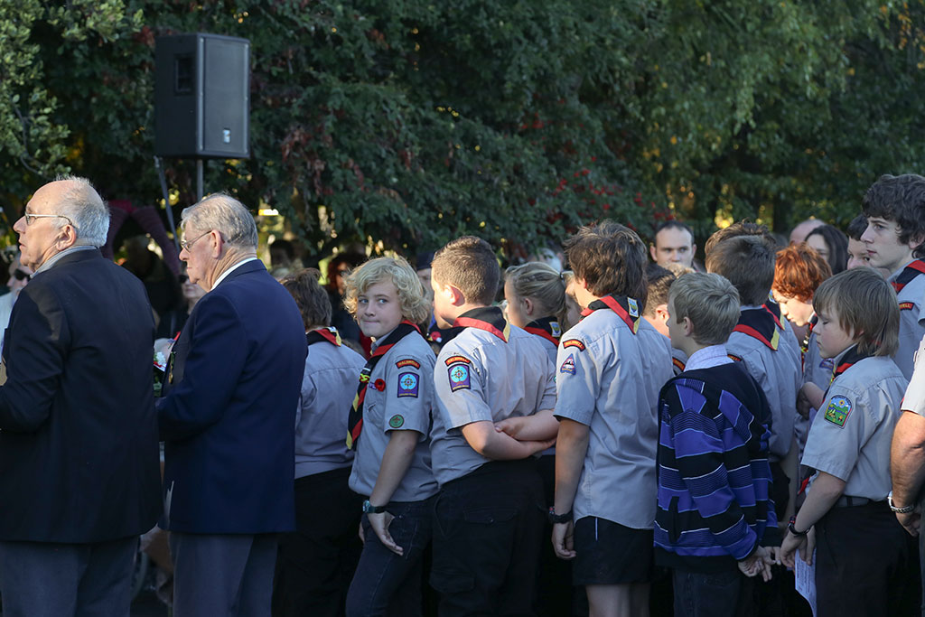 Image of Scouts, at the Halswell ANZAC Day memorial service. 25/04/2015 9:14
