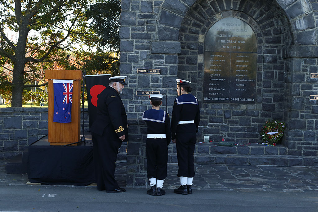 Image of Cadets at Halswell war memorial, ANZAC Day memorial service. 25/04/2015 8:50