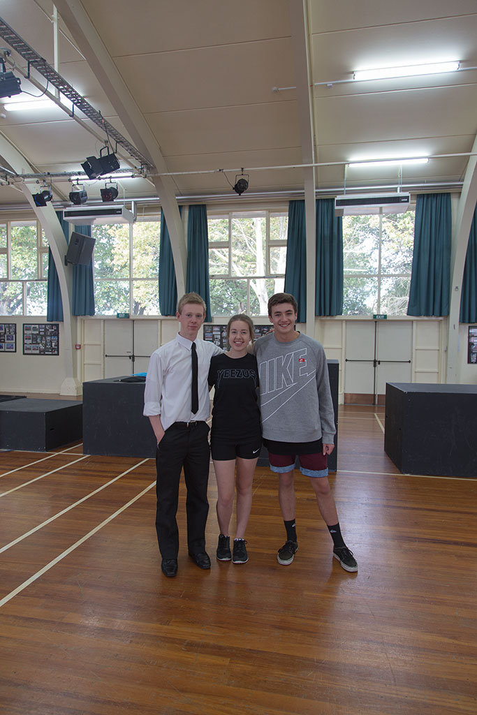 Image of Emily, James, Chris at the Hillmorton High School Stage Challenge practice. 9/05/2015 12:35
