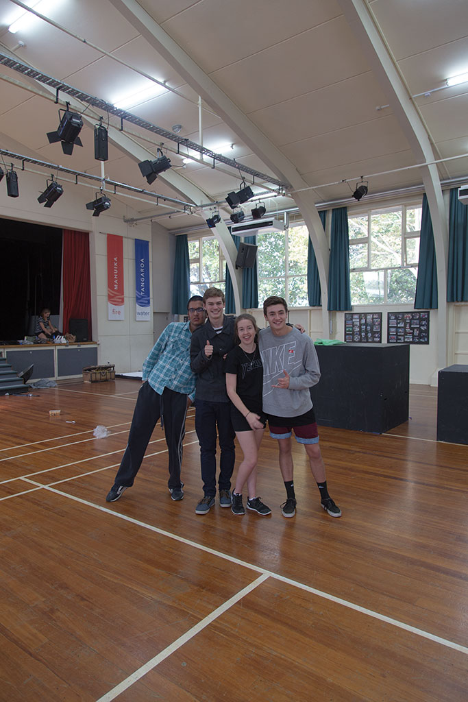 Image of Emily, Chris, Liam, Ravi at the Hillmorton High School Stage Challenge practice. 9/05/2015 12:38
