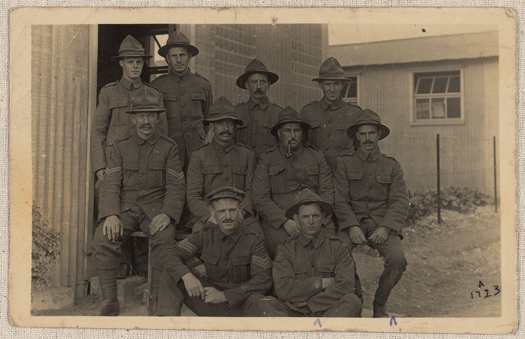 Image of Postcard of soldiers, Sling Camp Aug 11th 1917
