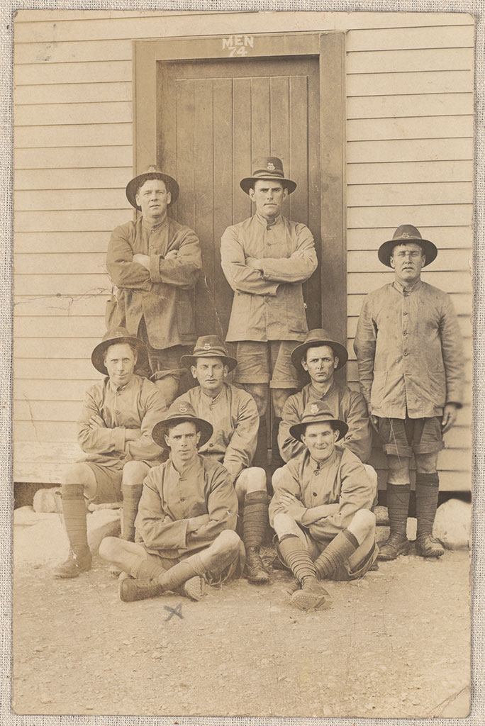Image of Photograph of soldiers, outside a hut. ca. 1917