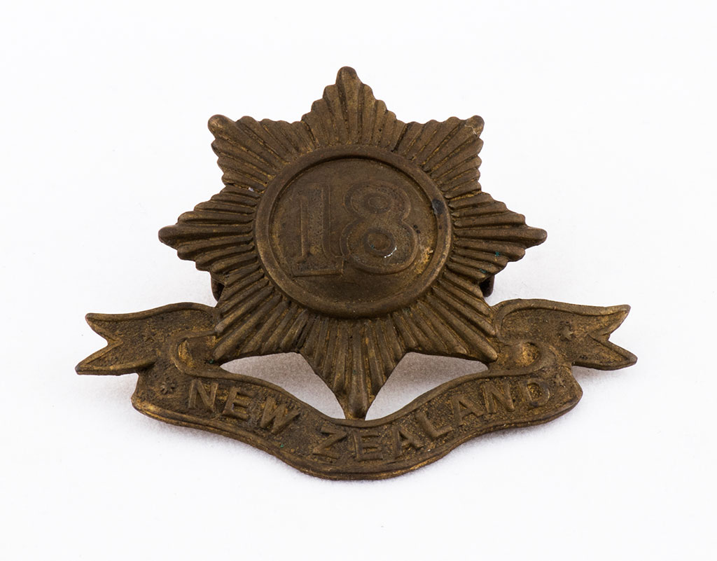 Image of Cap badge, 18th Reinforcements, N.Z.E.F ca. 1916
