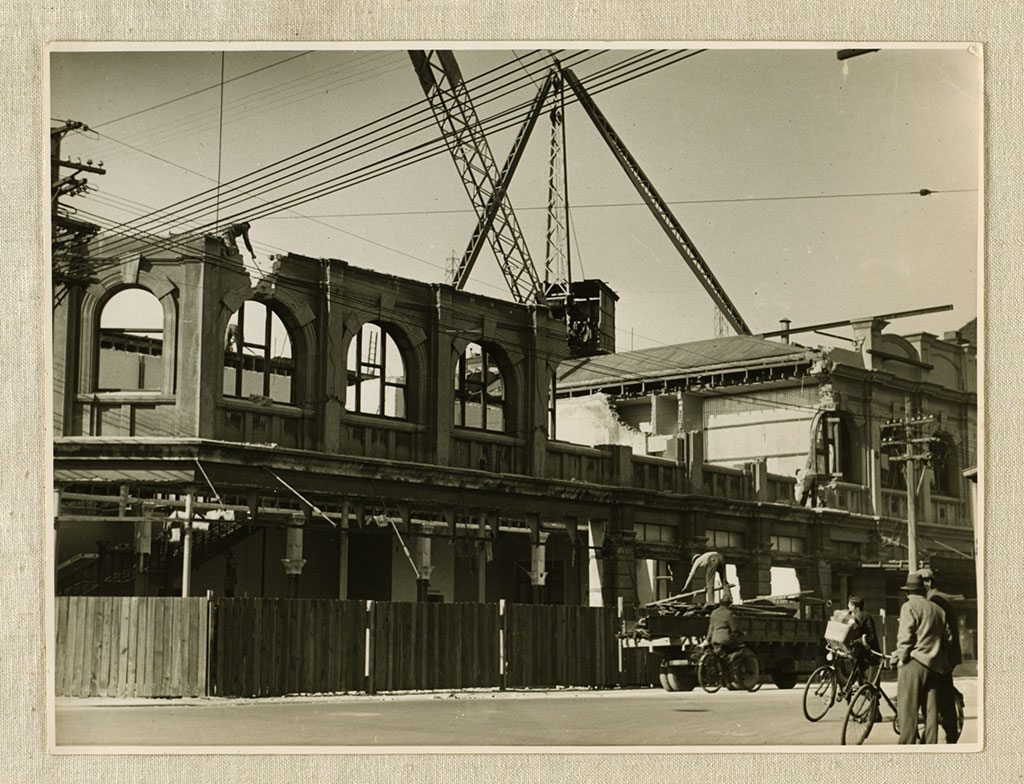 Image of West wall, M.E.D building, during demolition, 1937 1937