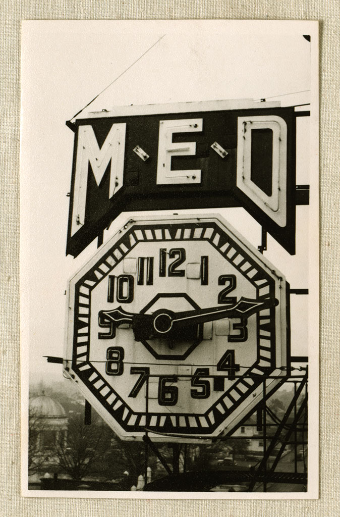 Image of Close view of M.E.D clock [1939]