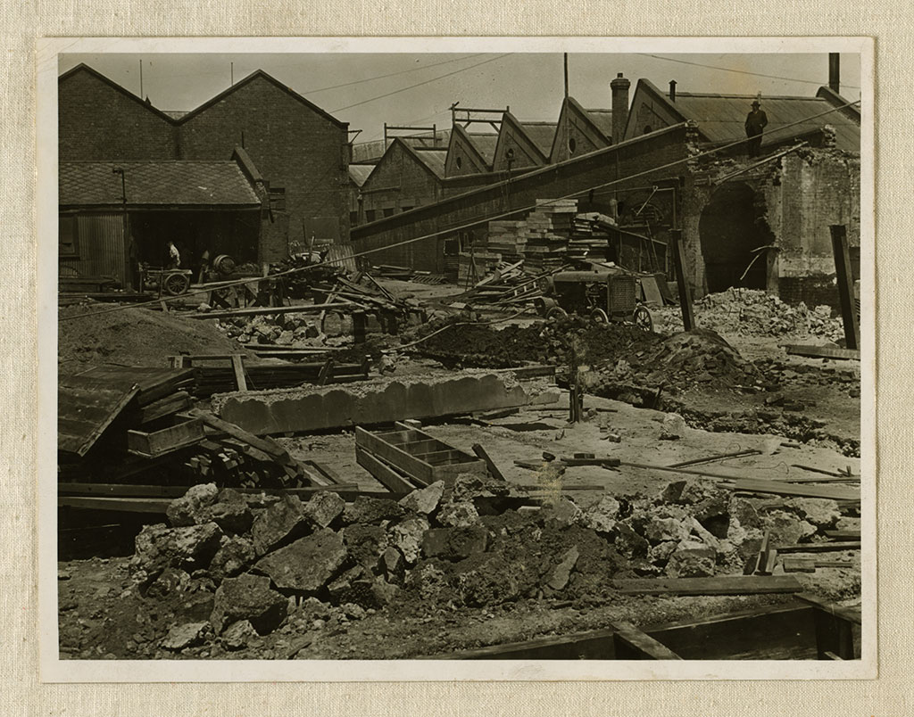 Image of Demolition of the destructor chimney and boiler house, January 1940 19-1-40