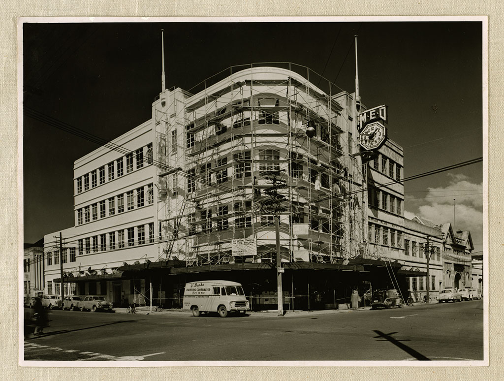 Image of The M.E.D building during renovations, September to  October 1957 1957