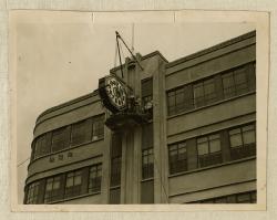 Thumbnail Image of Moving clock into position, new M.E.D building