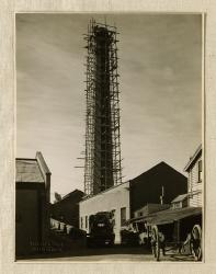 Thumbnail Image of Scaffolding around the destructor chimney, before demolition