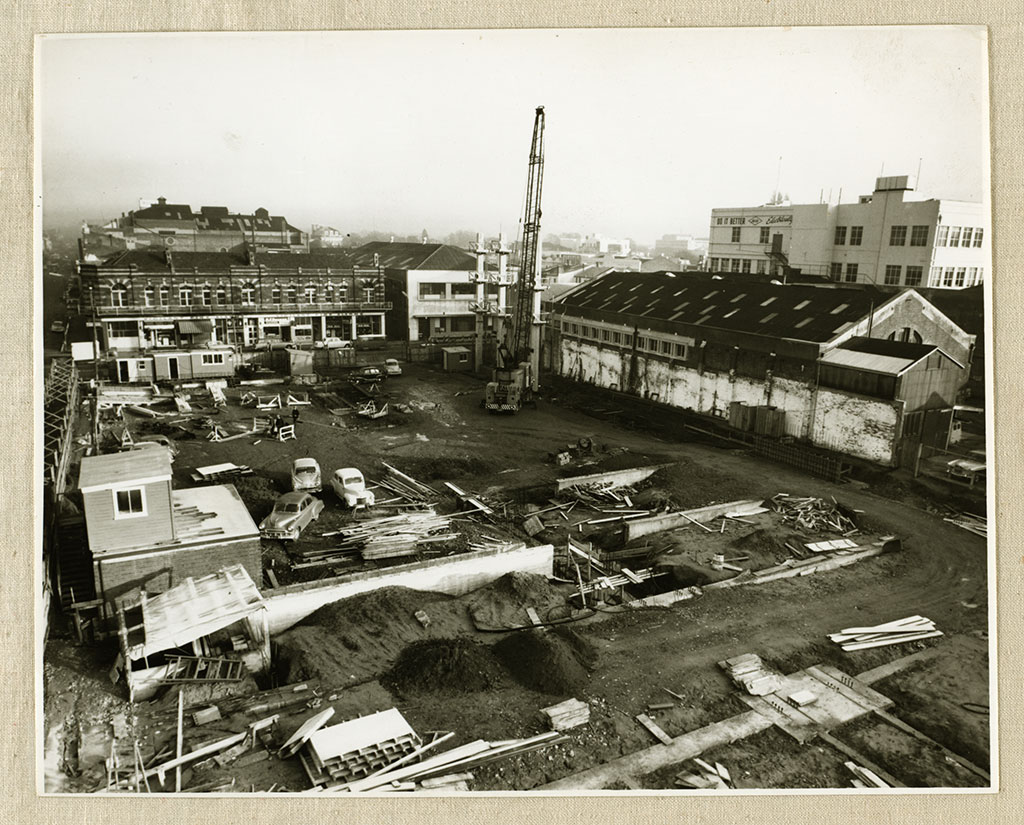 Image of Carpark building site, corner of Manchester and Gloucester streets 1964-65