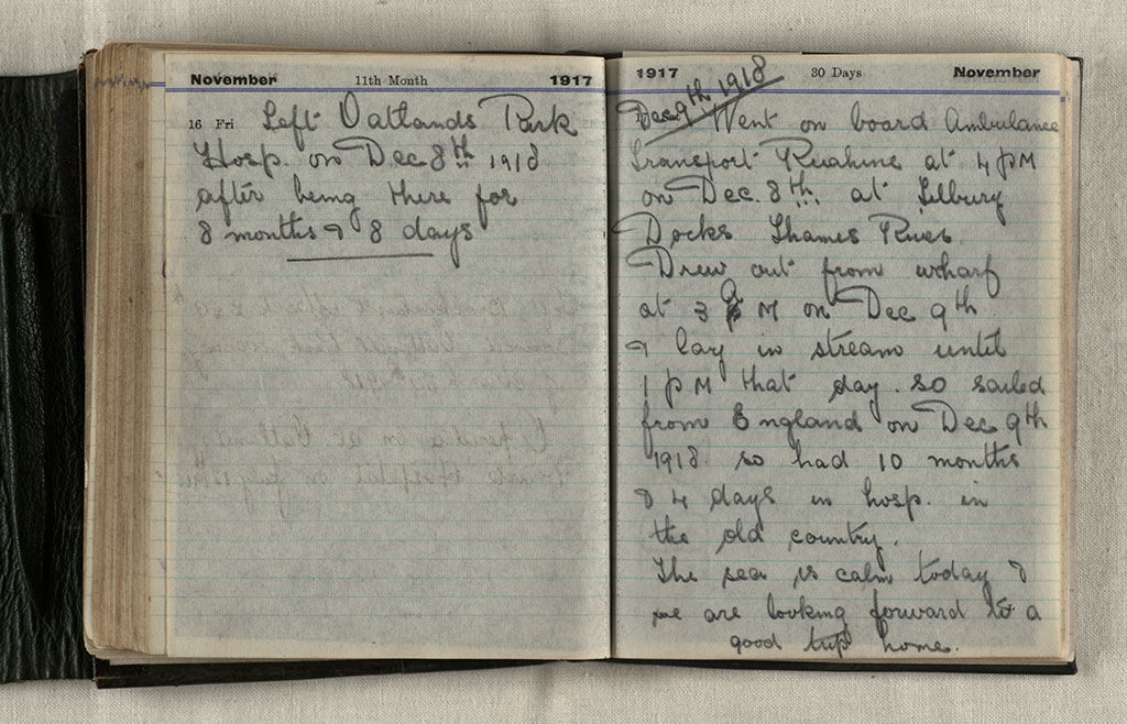  Collection Description World War I diary kept by Edward Herbert Aubrey (1891-1963) from May 1917 to November 1917, with brief notes from 1918 and 1919. Some pages were removed and sent to relatives. Parent Collection Description Edward Aubrey served from 10 February 1916 to 19 February 1919. He embarked on the Waihora in December 1916 with the New Zealand Expeditionary Force, 19th Reinforcements, New Zealand Mounted Rifles Brigade. Aubrey served in Egypt; and after being wounded on 5 November 1917 part of his left leg was amputated. Edward Aubrey spent his remaining service in medical care in Egypt and then Britain. On his return to New Zealand he returned to farming in the Omarama area on land won in a ballot as part of a Returned Soldiers' initiative. Collection Location Private collection File Reference CCL-Aubrey-1917-116