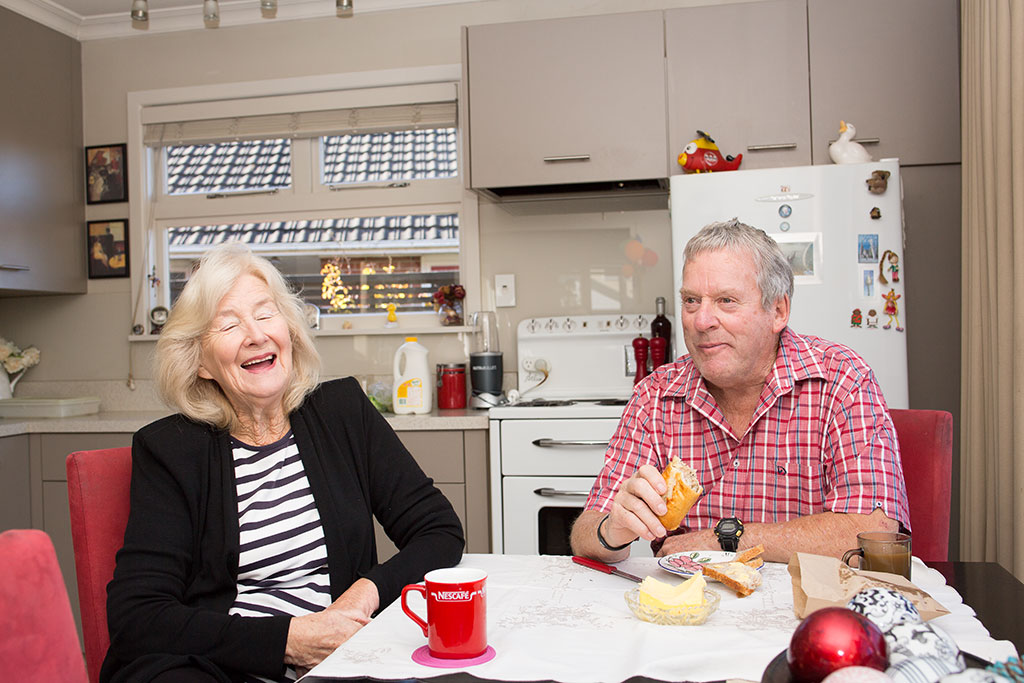 Image of Raymond and Colleen having afternoon tea Tuesday, 2 May 2017