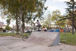 Thumbnail Image of Teenagers playing at the Bishopdale skate park