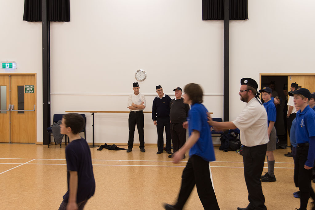 Image of The younger members of the Boys' Brigade, 4th Christchurch Company, practicing Thursday, 11 May 2017