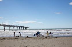 Thumbnail Image of The long New Brighton beach is a popular destination for surfers
