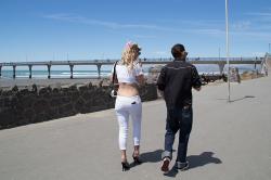 Thumbnail Image of Couple walks towards the New Brighton Pier