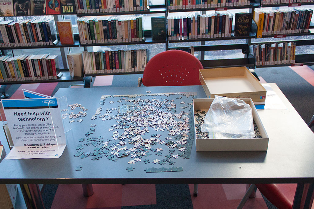 Image of Puzzle station, New Brighton Library. Friday, 29 July 2016