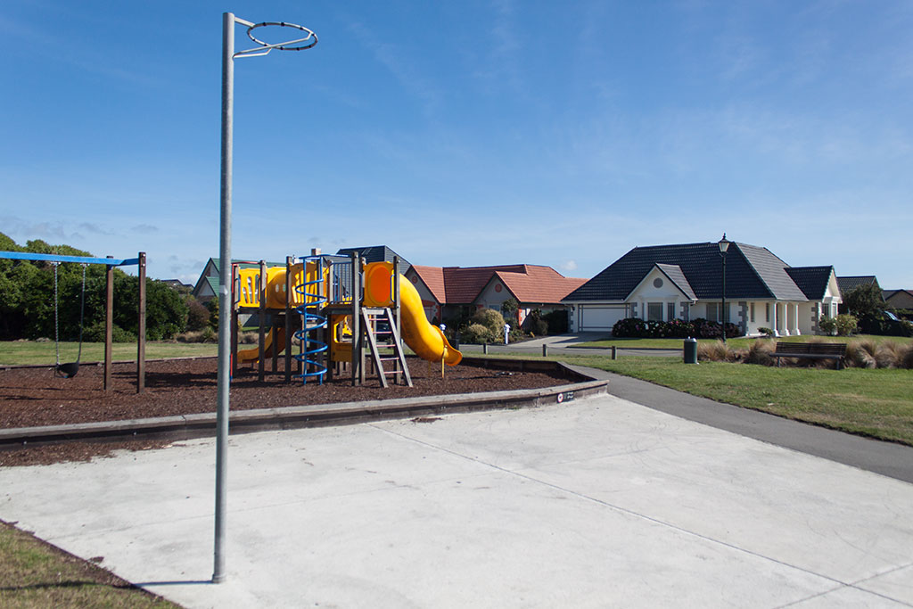 Image of The playground and netball hoop at Aston Reserve. Thursday, 31 March 2016