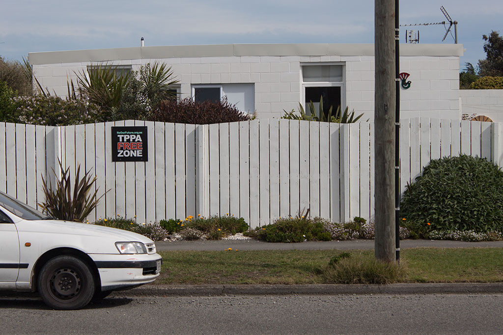 Image of  An anti TPPA sign outside a house on Marine Parade, South New Brighton. Thursday, 7 April 2016