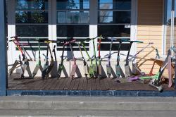 Thumbnail Image of Scooters stored outside a classroom, South New Brighton School