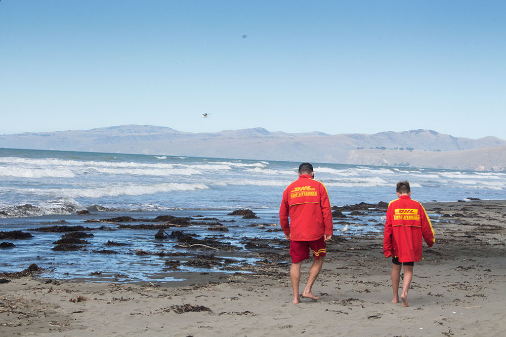 Image of Surf lifeguards on the beach, Marine Parade, New Brighton. Saturday, 19 March 2016