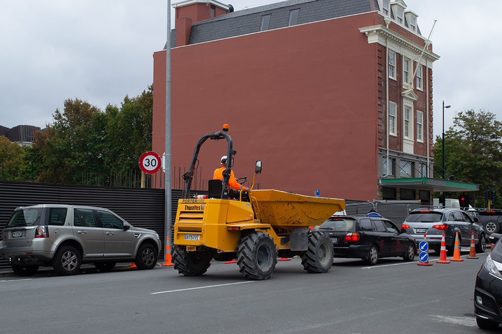 Image of Digger, Colombo Street. Wednesday, 21 March 2018