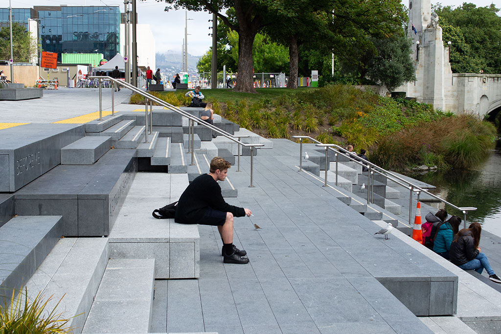 Image of A quiet moment on the new steps, Oxford Terrace. Wednesday, 28 February 2018