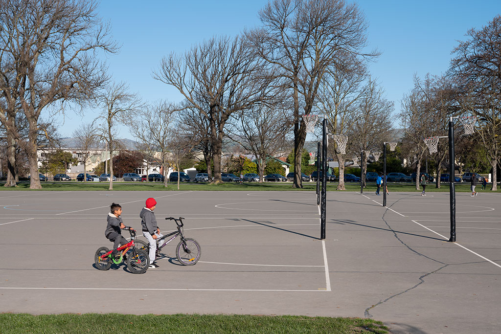 Image of Children with bikes, at the netball courts, Hagley Park, 445 Hagley Avenue. Sunday, 9 September 2018