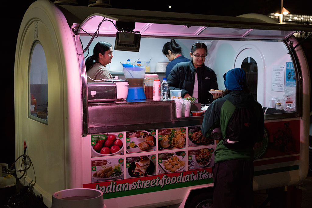 Image of Indian street food being served at night markets, Cathedral Square. Friday, 13 April 2018