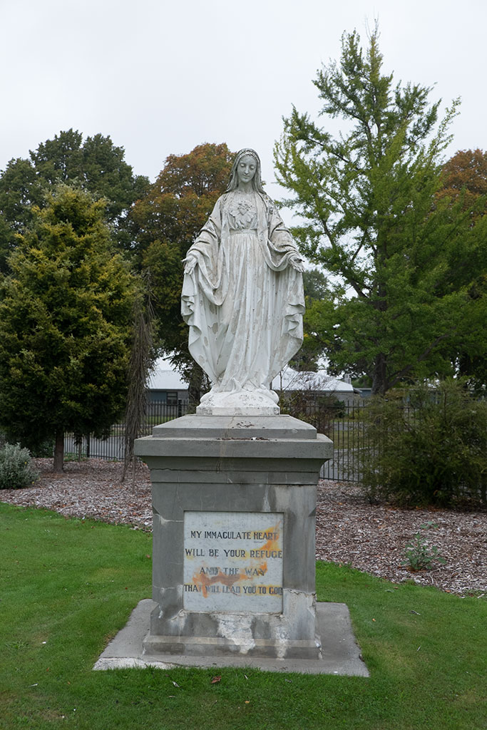 Image of Statue on the front grounds of St John of God, Halswell. 12 Nash Road. Out front of St John of God, Halswell. 27-03-15 10.14 a.m.