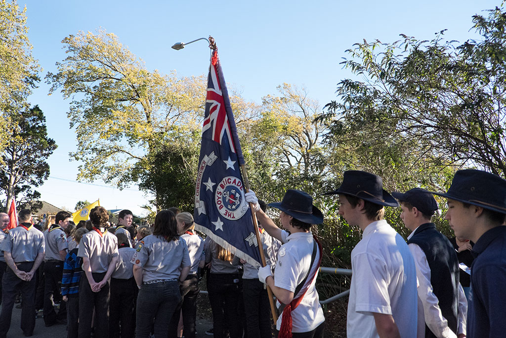 Image of Assembling for the Anzac Day Parade, 301 Halswell Road. 25-04-15 8.48 a.m.