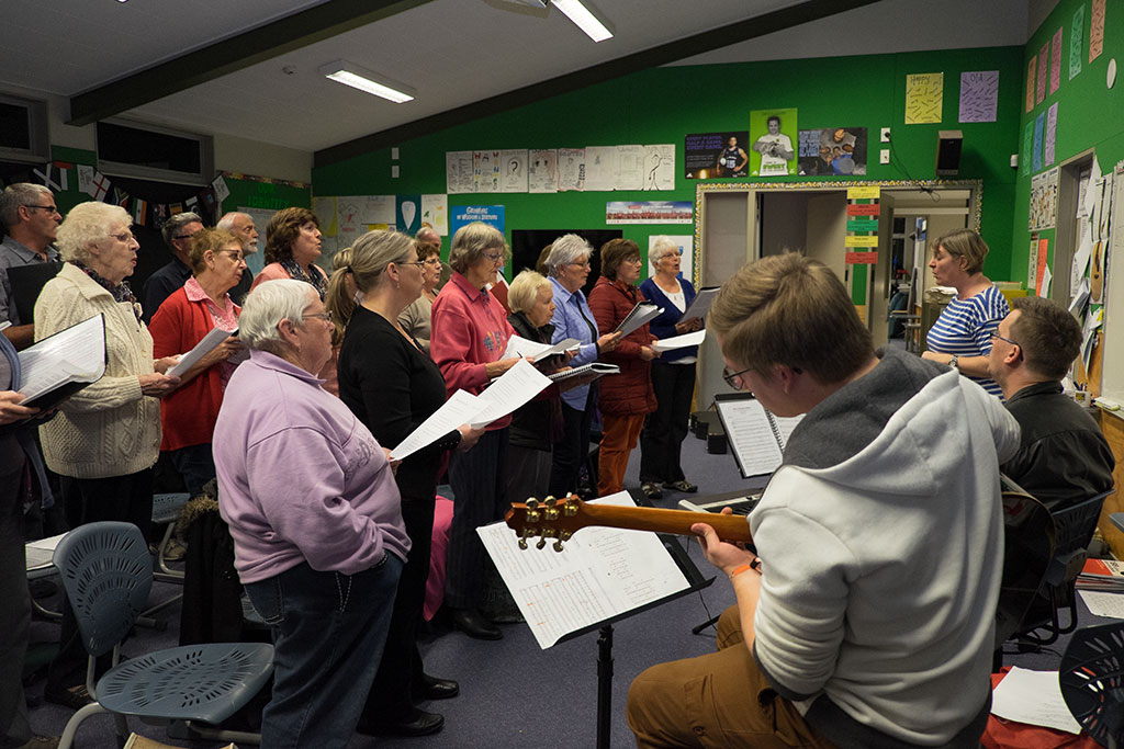 Image of Halswell Community Choir practise, Aidanfield Christian School, 2 Nash Road. 4-05-2015 7.49 p.m.