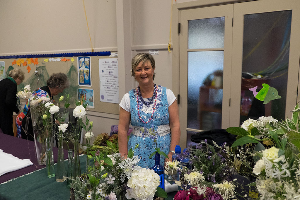 Image of Heather, of Liffy Flowers, a guest speaker at Halswell Garden Club, Saint Mary's Anglican Church. 12-05-15 2.18 p.m.