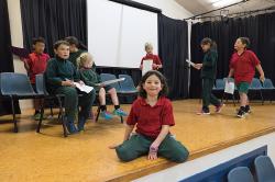 Thumbnail Image of Bea, Oaklands Primary School, prepares to present at the school assembly