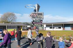 Thumbnail Image of Signs direct carnival goers to various parts of the event at Halswell Primary School Winter Carnival